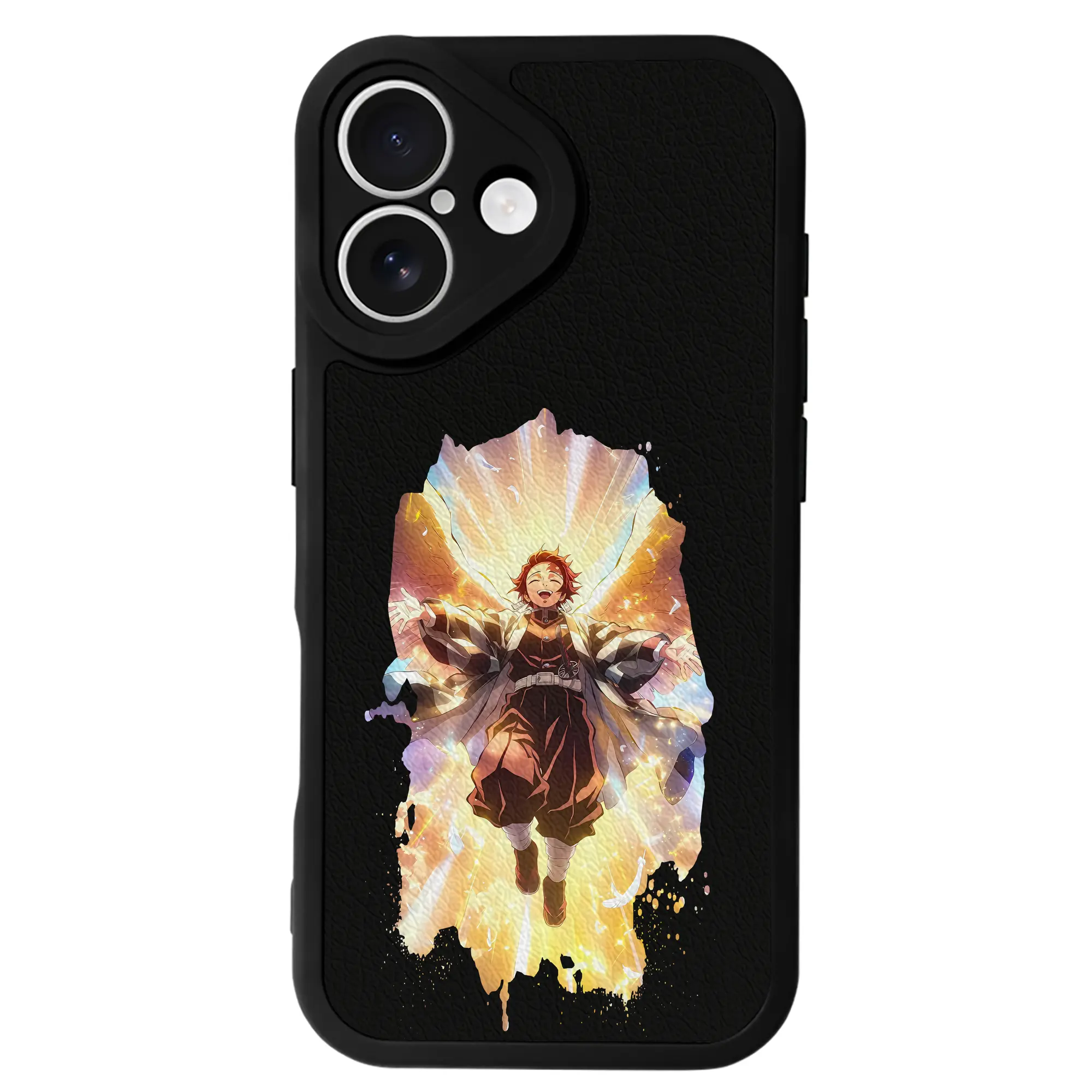 鬼滅の刃 グッズ,竈門 炭治郎 - IPhone 16シリーズ対応 ・ シリコンスマホケース ・ レザー調 ・ 高精度フィット ・ 耐衝撃 ・ ワイヤレス充電対応 ・ 精密カット